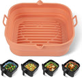 Silicone Air Fryer Liners - Square Reusable Basket - Easy to Clean Air Fryer Baking Tray, 8.5 Inch Large