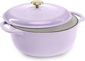 Best Choice Products 7.5 Quart Enamel Cast-Iron Round Dutch Oven, Family Style Heavy-Duty Pre-Seasoned Cookware for Home, Kitchen, Dining Room, Oven Safe w/Lid, Dual Handles - Lavender Mist