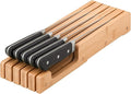 Bamboo Knife Block and In-Drawer Storage, Display Stand and Organizer, In-Drawer Knife Drawer Organizer(Knives Not Included)