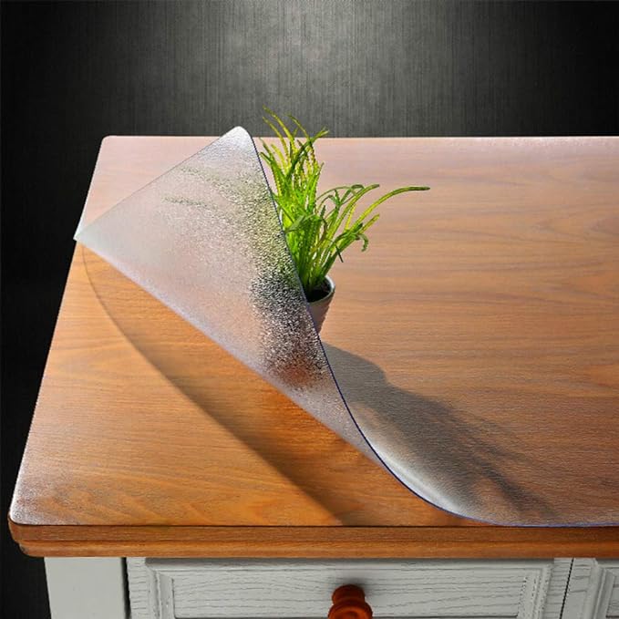 NECAUX Custom 16 x 40 Inch Frosted Desk Cover, 1.5mm Thick Plastic Protector, Vinyl Table Cover for Computer & Writing Desks