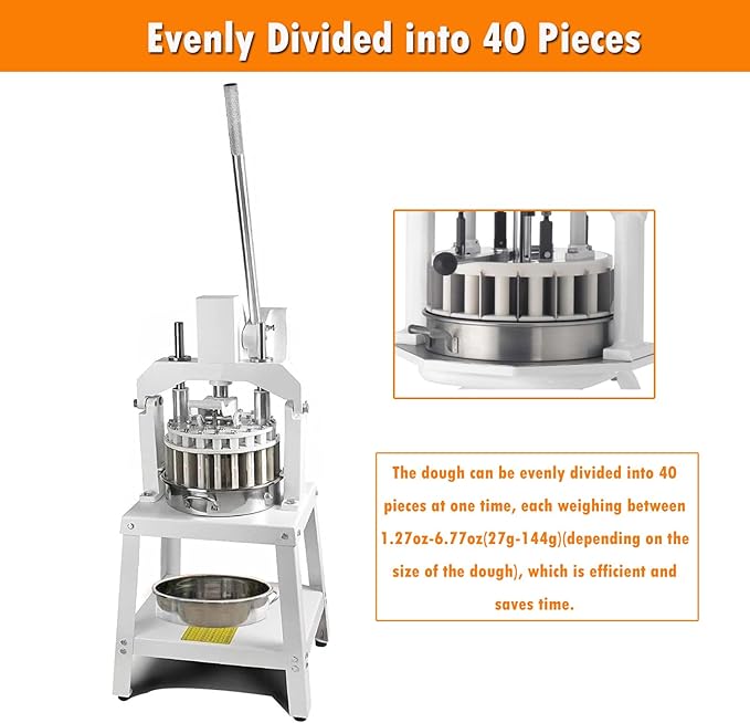 INTSUPERMAI Dough Divider Machine 40 Pcs Manual Dough Divider Rounder Machine Hydraulic Commercial Dough Cutter Bread Maker Lump Spacer Bakery