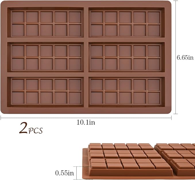 Silicone Wax Melt Molds - Rectangle Bar Molds for Wickless Candles & Chocolate