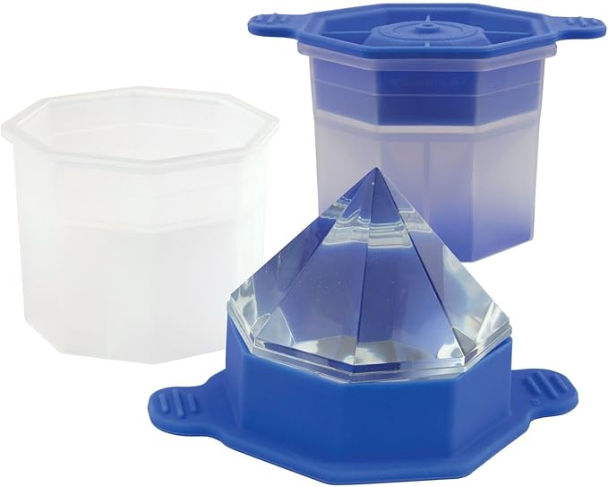 Tovolo Ice Cubes Mold Pack of 2 Large Craft Ice Molds for Whiskey Bourbon Cocktails, Easy Fill No Leak Silicone Ice Molds Gift for Him Stackable Dishwasher Safe BPA Free Heart Ice