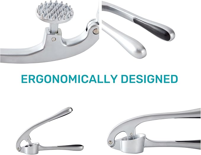 Garlic Press, Premium Rust Proof Kitchen Garlic Mincer Crusher Squeezer with Ergonomic handle, Ginger Crusher with Good Grip, Easy to Clean, Dishwasher Safe
