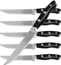Alata 6-Piece Steak Knives Set, 4.7 Inch with Serrated Edge Razor-Sharp Dinner Knives, Full-Tang Construction, Dishwasher Safe