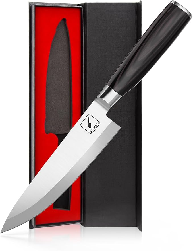 imarku Chef Knife 8-Inch Pro Japanese Kitchen Knife 7Cr17MoV High-Carbon Stainless Steel Paring Knife Ergonomic Handle Rasor Sharp Single-Bevel Edge Chrisymas and Thanksgiving Gift for Women and Men