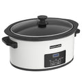 8-Quart Programmable Slow Cooker with Timer Keep Warm - Small Kitchen Appliance for Family Dinners - Serves 6+ People - Heat Settings: Keep Warm(White, Black Liner)