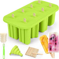 Popsicles Molds, 8-Cavity Silicone Popsicle Molds with 50 Sticks, BPA-Free Ice Pop Mold Popsicle Maker with Funnel & Cleaning Brush for Kids Adult Teens