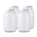 FastRack 1 Gallon Mason Jar with White Airtight Lid (Pack of 4) | Regular Glass Canisters with Airtight Lids | Large Mouth Glass Jar for Food Storage, Canning, Fermentation, Pickling