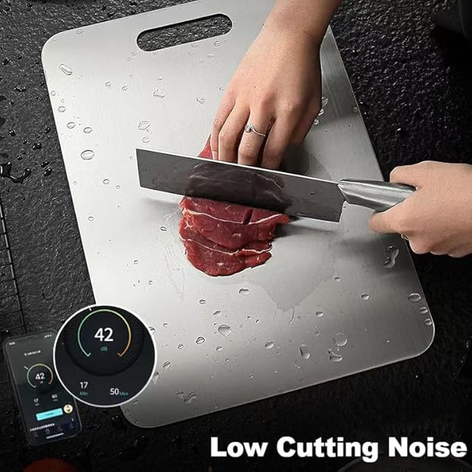 Katuchef Titanium Cutting Board 2025 New Upgrade Pure Titanium Cutting Boards for Kitchen Double Sided Cutting Boards Non Toxic,Hygiene Durable Chopping Board Suitable for Dishwasher Safe(13.38*9.05)