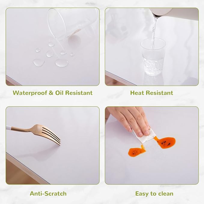 28 x 60 Inch Clear Table Cover Protector, Clear Table Protector for Dining Room Table, 1.5mm Plastic Table Cover, Waterproof Table Pad for Kitchen, Office