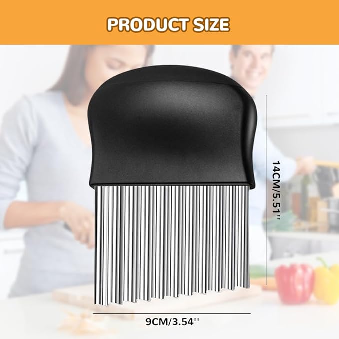 Large Crinkle Cutter, Stainless Steel Wavy Cutter with Non-Slip Handle, French Fry Cutter, Crinkle Potato Slicer, Chopping Tools for Potatoes Carrot Fruit Vegetable (A Set: 1 Pcs)