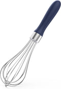 U-Taste 9" Small Egg Whisk: 18/10 Stainless Steel Kitchen Cooking Wire Balloon Wisk, Heavy Duty Metal Beater Stirrer, Manual Baking Tool with 6 Flex Wires for Mixing, Blending Sauce (Midnight Blue)