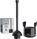 MR.SIGA Toilet Plunger with Holder, Heavy Duty Toilet Plunger and Holder Combo for Bathroom Cleaning, Black