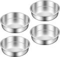 Ohtomber 8 Inch Cake Pan - Set of 4 Stainless Steel Round Layer Cake Baking Pans Molds, Tins, Stackable Baking Set, Even Heating, Dishwasher Safe Non-Toxic Bakeware Dish for Birthday Wedding Christmas