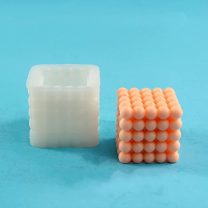 Bubble Cube Silicone Candle Mold for Candle Making, Silicone Soap Mold Fondant Chocolate Cake Mould Epoxy Resin Casting Mold DIY Wax,Polymer Clay