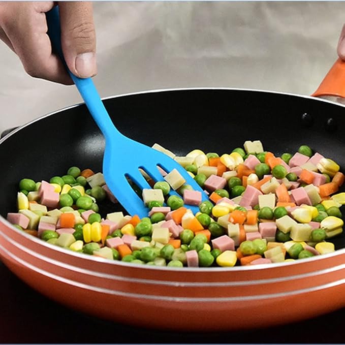 2Pack Small Silicone Turner High Heat Resistant Slotted Spatula for Fish, Eggs, Pancakes and More (8.2 IN, Black)