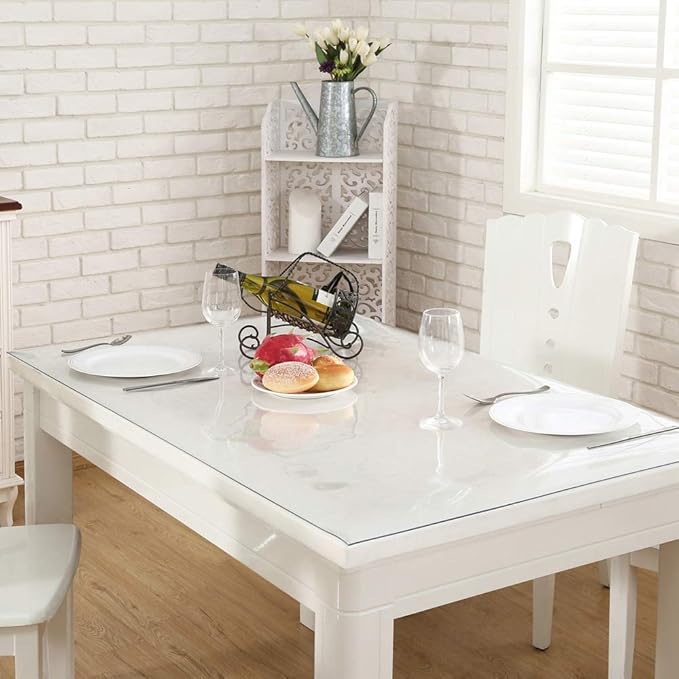 NECAUX Custom 18 x 79 Inch Clear Table Cover Protector, 1.5mm Thick Water Resistant Plastic Non-Slip Table Pad Table Cover Protector for Coffee Table Decor, Writing Desk, Trainning Table, Vanity Table