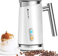 Huogary Milk Frother, Large Capacity Milk Frother and Steamer, Electric Warm & Cold Milk Foam Maker, Non Stick Automatic Milk Foam Maker and Milk Warmer for Latte, Cappuccinos, Macchiato, White