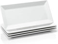 Sweese Porcelain Serving Tray, 12 Inch Rectangle Plates for Sushi, Meat, Desserts, Cakes, White Serving Platter for Restaurant, Banquet, Party, Microwave Oven Dishwasher Safe, Stackable, Set of 4
