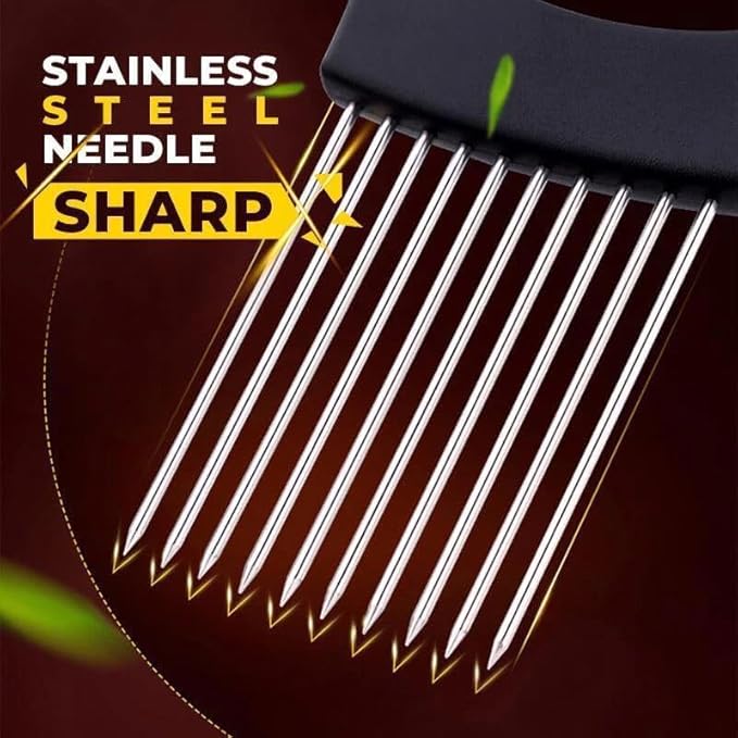 Onion Slice Holder, 2024 New Stainless Steel Holder for Slicing, Chopper Assistant Tool, Cutter for Meat, Onion, Potato, Tomato Kitchen Gadgets (Red, 1 Pack)