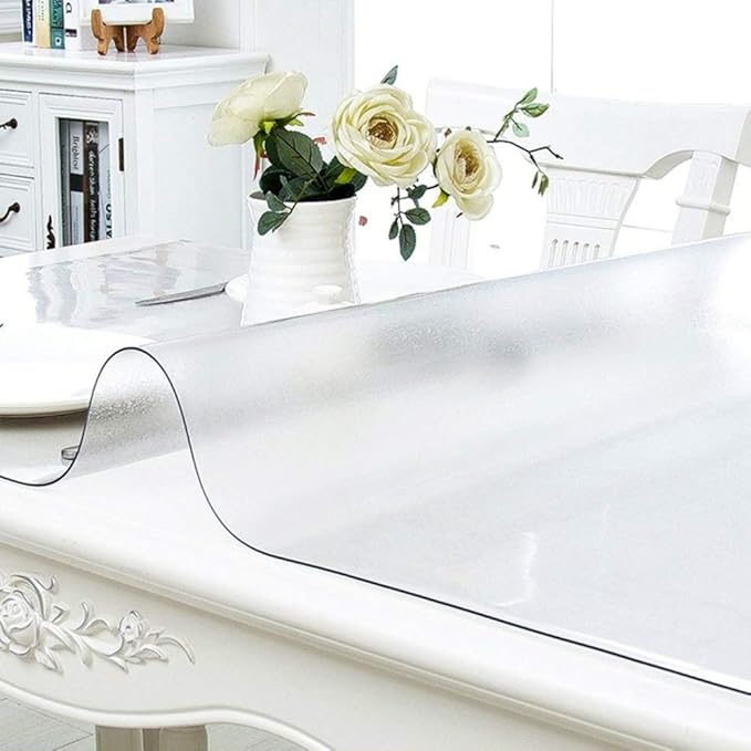 NECAUX 17 x 40 Inch Frosted Table Protector, 1.5mm Thick Plastic Desk Pad, Clear Table Cover Protector