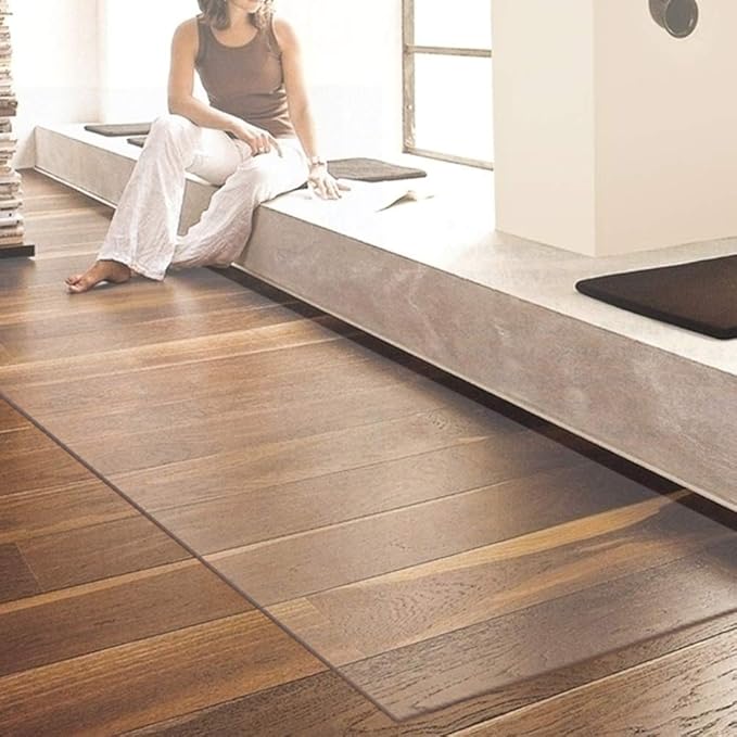 NECAUX Custom 38 x 84 Inch Frosted Table Cover Protector, 1.5mm Thick Wood Grain Transparent Table Pad Non-Slip Tablecloth Plastic Protective Pad for 7 Foot Dining Room Table, Meeting Table