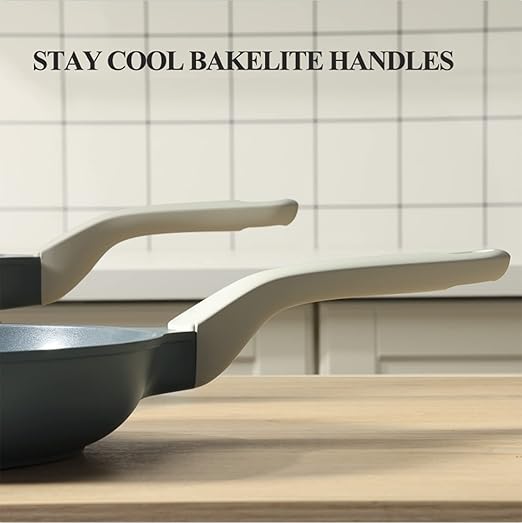 PRICUSIS Nonstick Ceramic Frying Pan, Skillet with Stay Cool Handle, Egg & Omelet & Chef's Pan, Induction Compatible & Oven Safe, Dishwasher Safe, PTFE PFAS & PFOA Free (10+12 Inch)