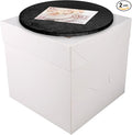 Cakebon Cake Boxes with Boards - 8 Inch Round Cake Drum Black - Box With Window for Birthdays, Weddings and Parties (1pc Each, 2pcs Total)