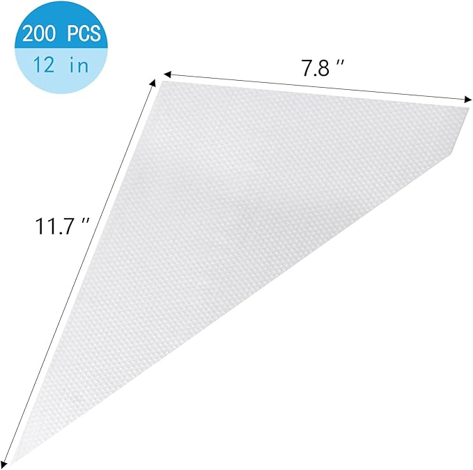 200 Pack Piping Bags 12 Inch, Anti Burst Disposable Pastry Bags, Tipless Piping Bags Icing Bags Frosting Bags for Cake Cookie Decorating Supplies