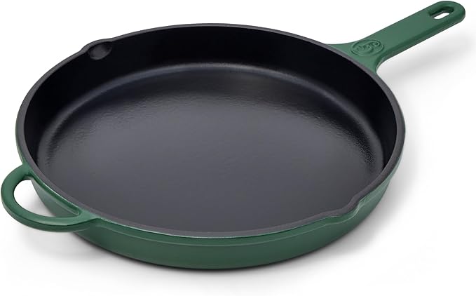 Great Jones King Sear Cast-Iron Skillet (Broccoli, 12") | Enameled for Easy Cleaning | Safe for All Stovetops & Ovens | Perfect for Crispy Chicken, Steak & More | Oven-Safe to 500°F | Hand Wash Only