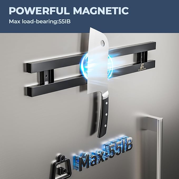 16.5 Inch Heavy-Duty Magnetic Knife Holder for Refrigerator, No Adhesive Tape or Screws Needed Knife Magnetic Strip for Strong Fridge Mount or Wall as Gifts for Women or Men