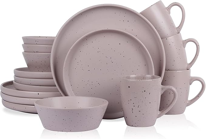 Stone Lain Jade Stoneware Dinnerware 16-Piece Service for 4, Taupe