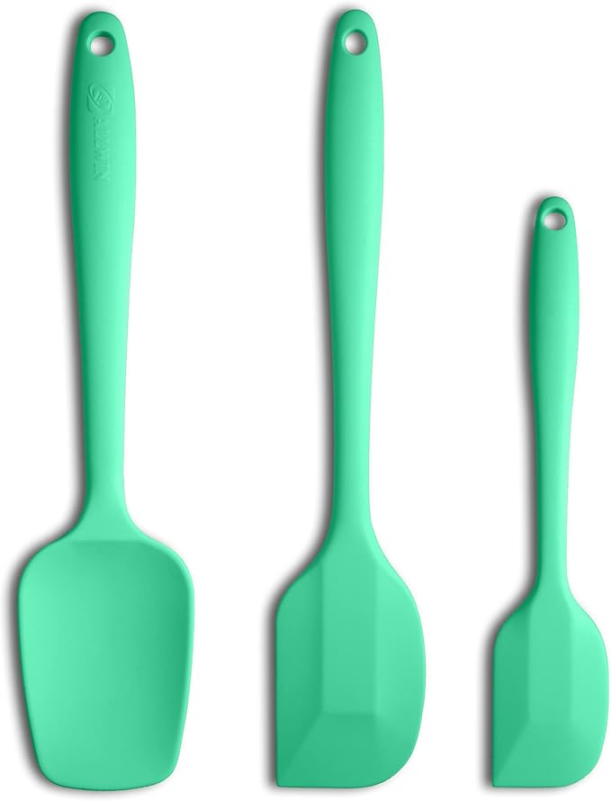 Silicone Spatula 3-piece Set, Ergonomic Handle High Heat-Resistant Spatulas, Non-stick Rubber Spatulas with Stainless Steel Core, Macaron Green