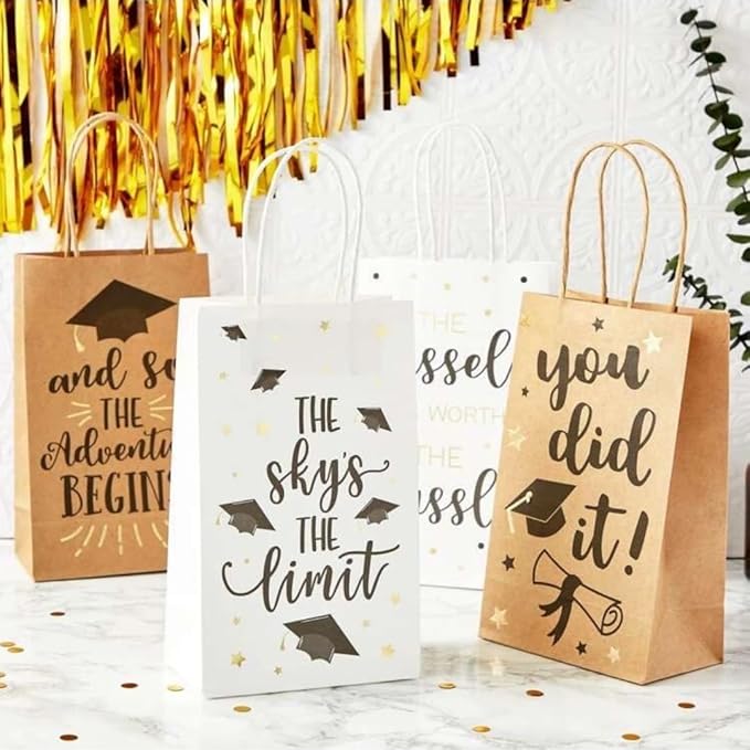 ASSUREPAK DIY Earth Friendly Paper Bags - 60LB - 10"x6.75"x12" - 50 Bags - 90 GSM - Kraft/Natural - Gift Bags for Decorating & Graduation Parties