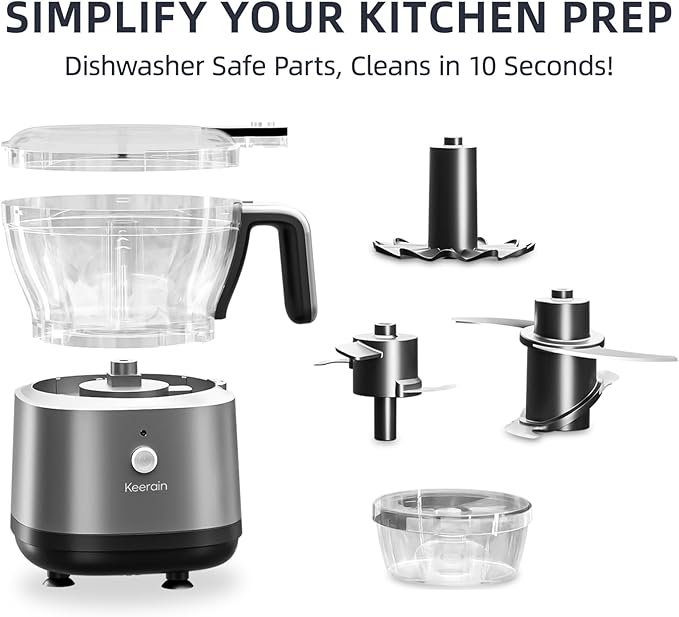 Mini Food Processor and Vegetable Chopper, Electric Food Chopper for Baby Food Maker, 4/0.5 Cup Double Containers for Salad, Carrot, Garlic Press, Hard Cheese