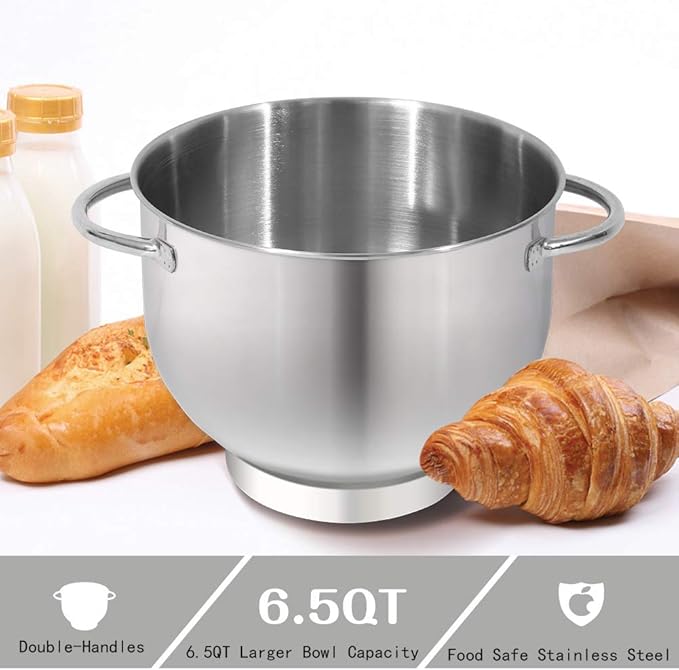 Aucma Stand Mixer, 6.5QT 660W 6-Speed Tilt-Head Food Mixer, Kitchen Electric Stand Mixer with Dough Hook, Wire Whip & Beater (Almond Cream, 6.5QT)