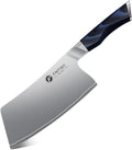 FINTISO Cleaver Knife 7 In, Kitchen Butcher Knife with G10 Ergonomic Handle, High Carbon Steel Vegetable Meat Cleaver, Heavy Duty Bone Chopper for Home and Restaurant