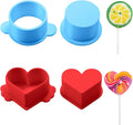 Cake Pop Cutter and Pusher Set - Round and Heart 3D Printed Mold Shapes Press | Baking Tools for Home, Birthday, Wedding Desserts | Reusable Design (Blue, red)