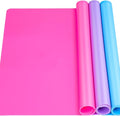 LEOBRO Silicone Mat for Resin Molds, 3 PCS Silicone Mats for Epoxy Resin, UV Resin, Play Dough Mat, Clay Mat, Nonstick Silicone Sheets Pads for DIY Arts and Crafts, Pink & Purple & Blue, 15.7”x 11.7”