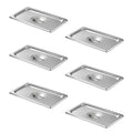 Hotel Pan Lids 6 Pack– Fits 1/4 Size Stainless Steel Steam Table Pans, Anti-Jam Food Pan Cover for Catering, Buffet Use, Kitchen Prep, Dishwasher Safe