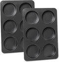 2 Pcs English Muffin Pans, 3.6 Inch Non-Stick 6 Cup Straight Side Cupcake Pan, Hamburger Bun Pan for Home/Kitchen Baking(Lid NOT Included)