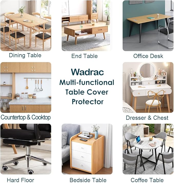 Multisize 1.5mm Thick Clear PVC Table Cover Blotter Protector 12x36 Inch Rectangular Plastic Tablecloths Desk Pad Mat for Office Computer Desk Side Night Stand End Table Topper Protector PVC