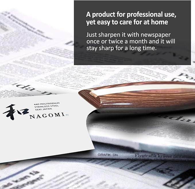 NAGOMI] 8.5 inch Premium Slicing Knife, Stainless Steel HRC58 Carving Knife for Slicing Roasts, Meats, Sashimi, Fruits and Vegetables | Black Stylish Gift Box