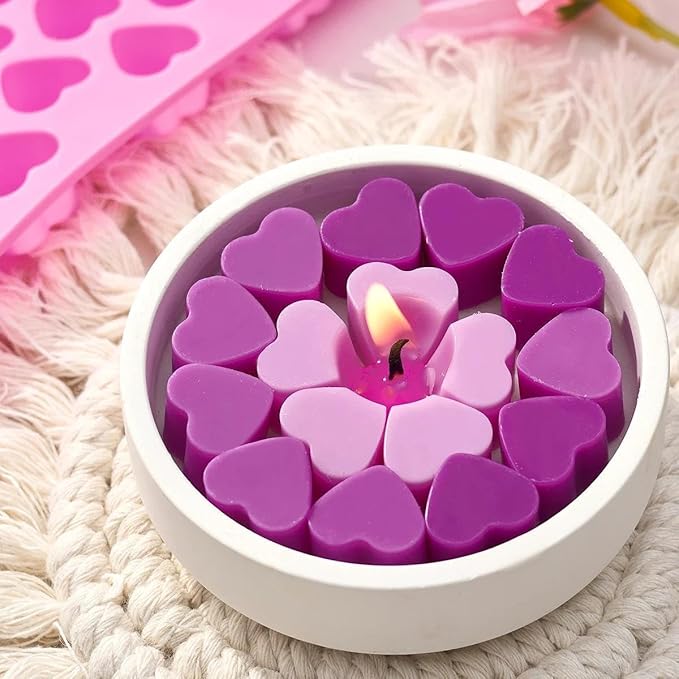 Silicone Molds for Wax Melts, 2 Pack Silicone Mini Heart Molds with 2 Droppers, Heart Candy Molds Silicone Molds for Gummies Chocolate Ice Cube Jelly Cake Soap Candle DIY Gifts