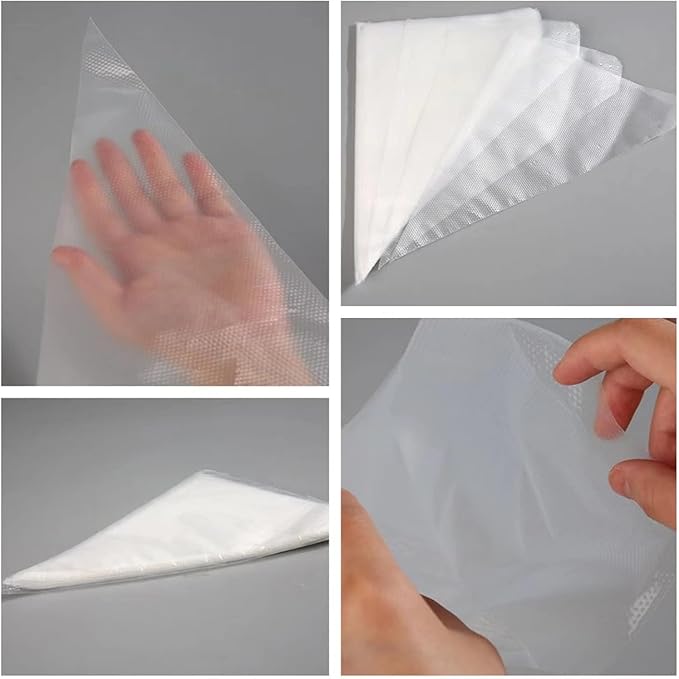 23 inch Frosting Piping Bag Disposable, AMBESTAR 200 Pieces Professional Clear Huge Thickened Cake Decorating Bag for Cream Frosting, Cakes and Cookies Decoration, Baking Lovers Accessories