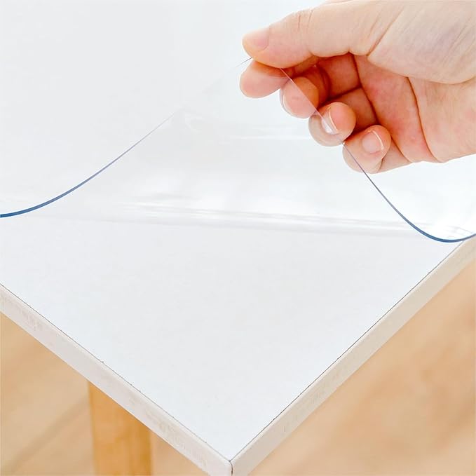 38 x 78 Inch Clear Table Cover Protector, Clear Table Protector for Dining Room Table, 1.5mm Plastic Table Cover, Waterproof Table Pad for Kitchen, Office