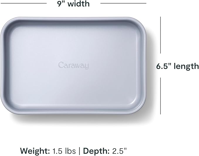 Caraway Nonstick 9” x 6.5” Small Rectangle Baking Pan – Non-Toxic, PTFE & PFOA Free – Aluminized Steel Core – Deep Ceramic Baking Pan for Casseroles, Lasagna & More - Perracotta