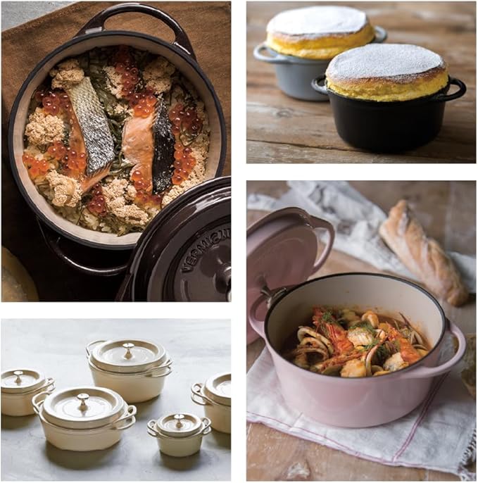 Vermicular Oven Pot | Non-Toxic Enameled Cast Iron Pot | 14cm (0.9 Qt) | Oven-safe | Induction-compatible | Dutch Oven | Made in Japan | Serves 1 | Matte Black