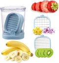 Strawberry Slicer, Fruit Slicer Cup with Push Plate, Grape Cutter Cup Slicers Kitchen Gadget for Egg Kiwi Banana Cucumber, Strawberry Slicers Cutter Tool for Fruits Vegetables (Light Blue, One Size)
